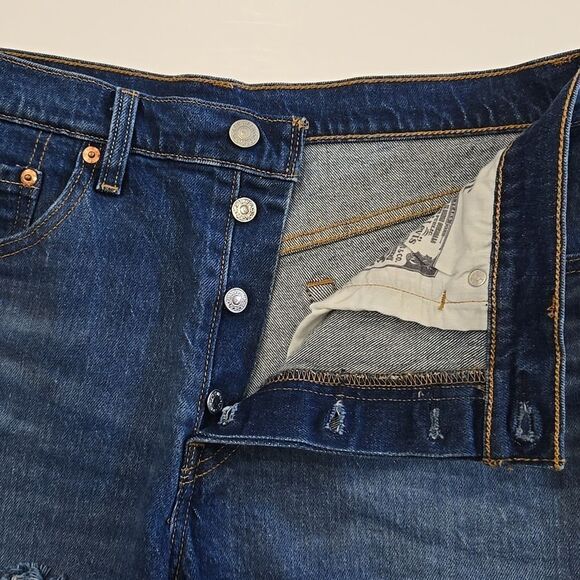 Levi's 501 Cut Off Denim Jean Shorts High Rise Fringed Button Fly Cotton Size 30 - Picture 5 of 10
